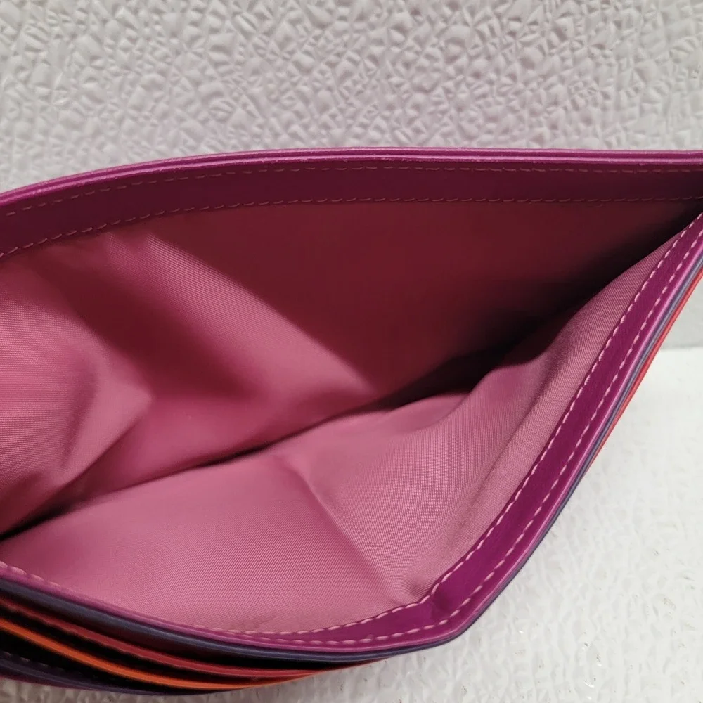 Mywalit Leather Card Sleeve Wallet Purple Orange Red 7.5